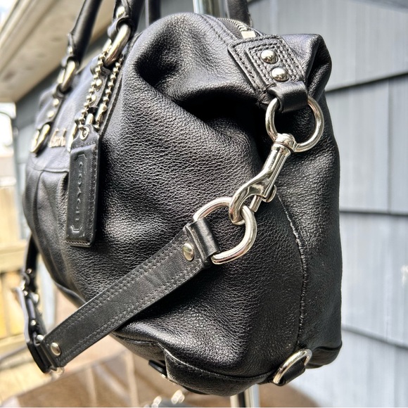 Coach Ashley Black Leather Satchel Style F15445 Purse - Picture 4 of 16